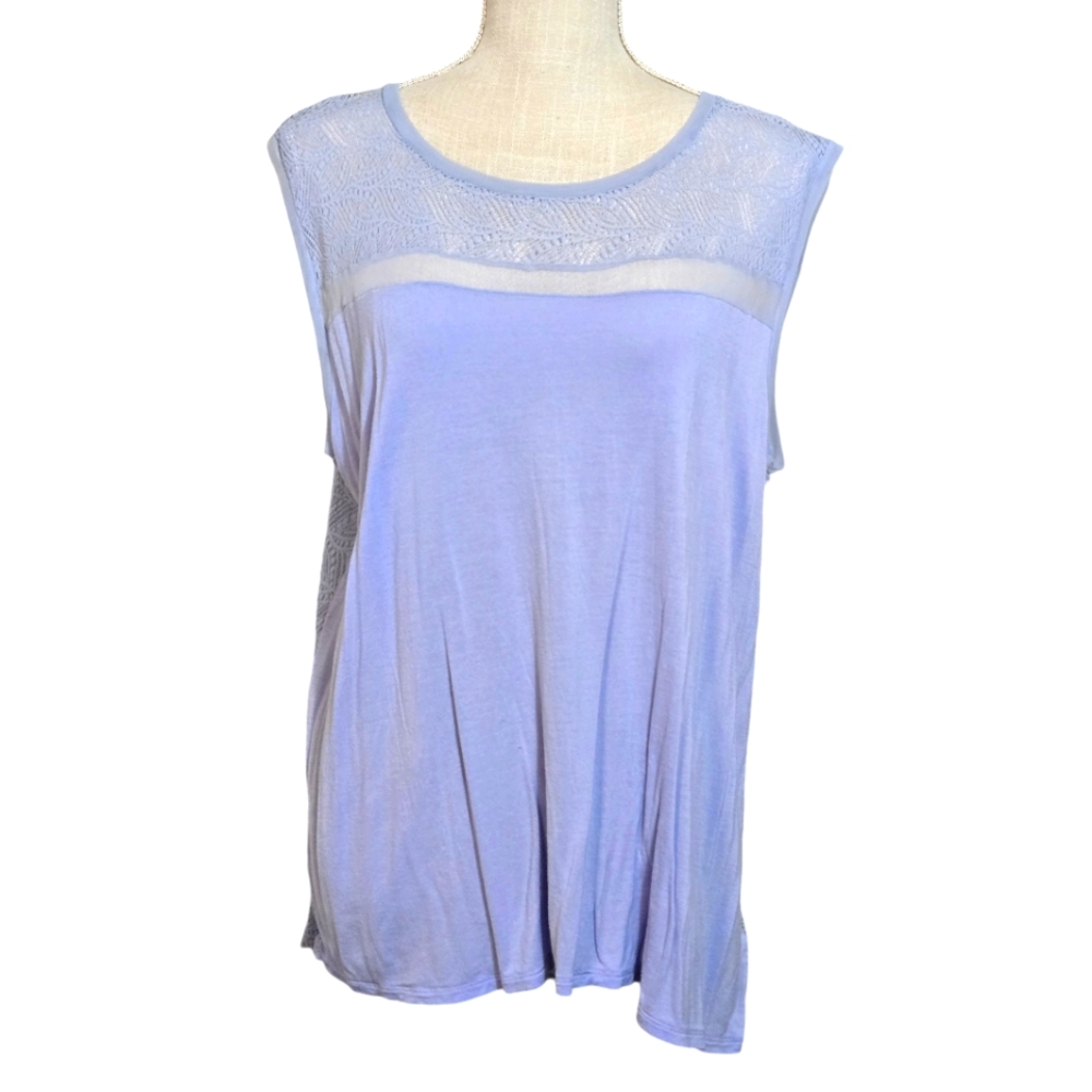 Apt.9 Lilac Purple Sleeveless Shirt Full Lace Back Blouse Top Size XL